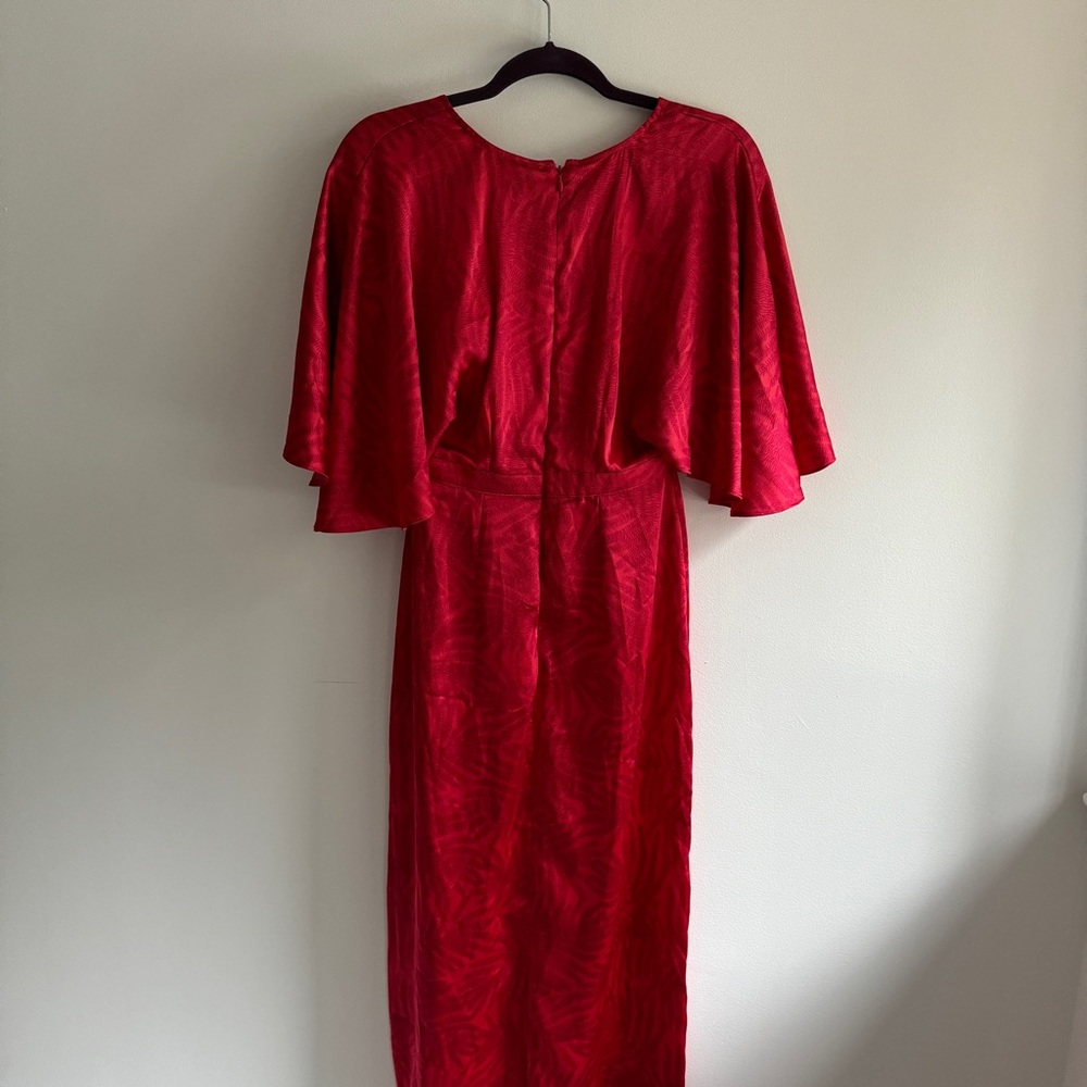 Fe Noel x Target Red Palm Leaf Contrast Print Flutter Sleeve Maxi Dress Size 4 - Picture 4 of 4
